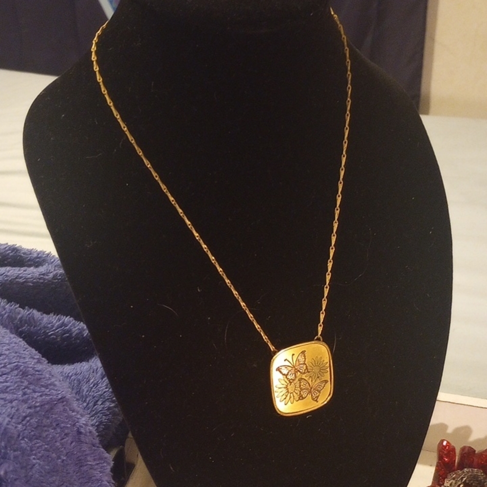 Reed & Barton Damascene butterflies And Flowers Necklace